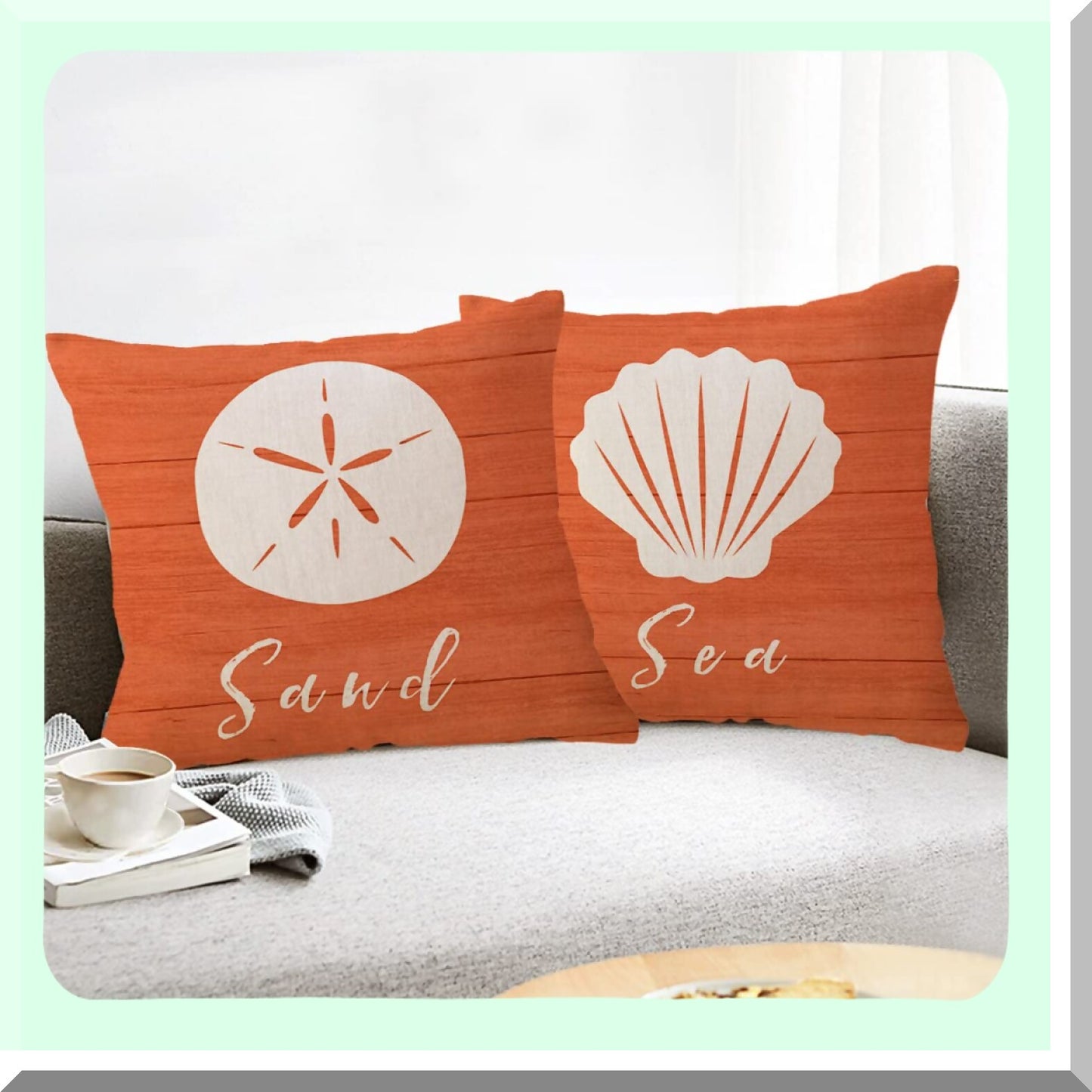 Seaturtle Starfish Shell Sand Dollar Coastal Beach Pillow Covers - Set of 4, 18x18 Inch Ocean Theme Decorative Cushion Covers for Summer Beach House Decor