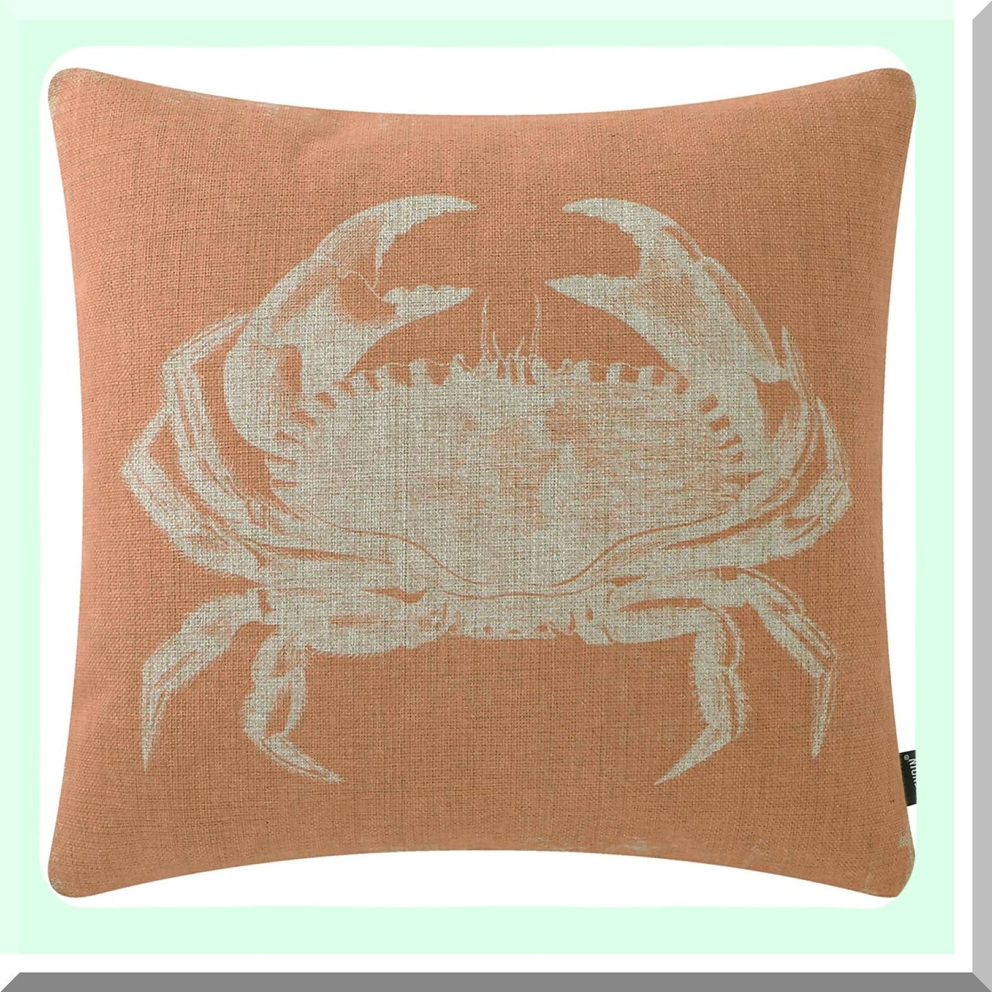 Coastal Crab Linen Pillowcase - Ocean Theme Square Throw Cushion Cover for Sofa, Chair, Office - 18x18 Inch PL730TR
