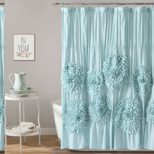 Serena Ruffle Shower Curtain 72x72 Spa Blue