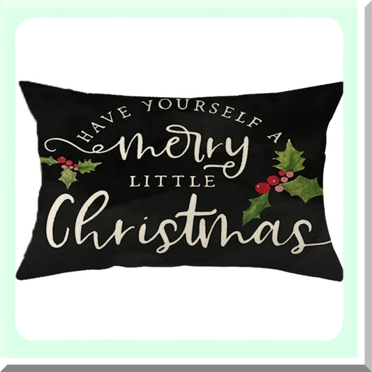 Winter Wonderland Farmhouse Pillow Cover - Festive Holiday Decor for Sofa - 12x20 Inch Cushion Case - Merry Little Throw Pillow
