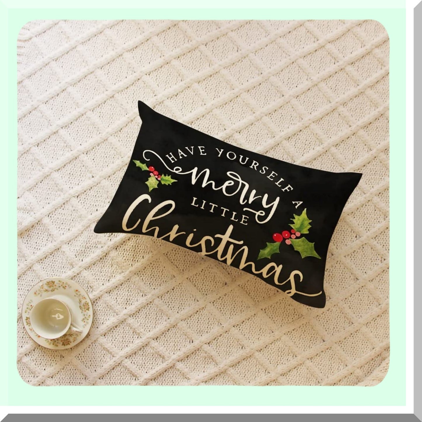 Winter Wonderland Farmhouse Pillow Cover - Festive Holiday Decor for Sofa - 12x20 Inch Cushion Case - Merry Little Throw Pillow