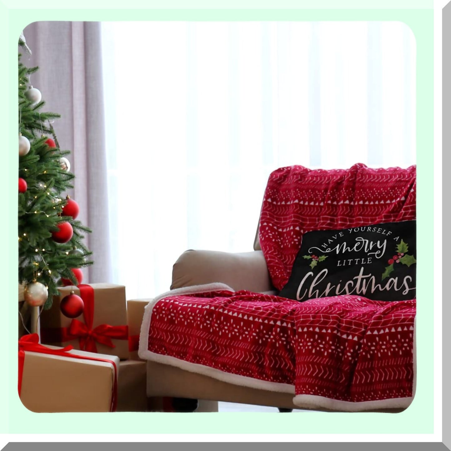 Winter Wonderland Farmhouse Pillow Cover - Festive Holiday Decor for Sofa - 12x20 Inch Cushion Case - Merry Little Throw Pillow