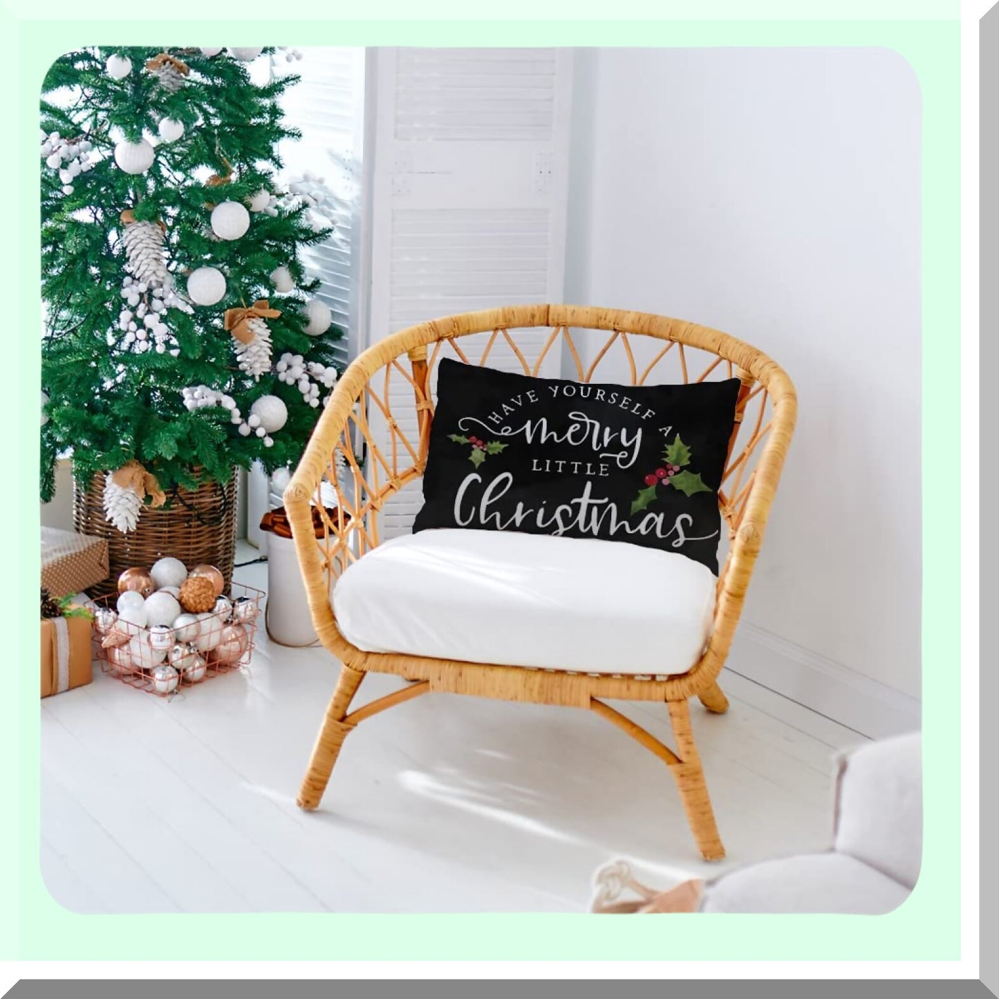 Winter Wonderland Farmhouse Pillow Cover - Festive Holiday Decor for Sofa - 12x20 Inch Cushion Case - Merry Little Throw Pillow