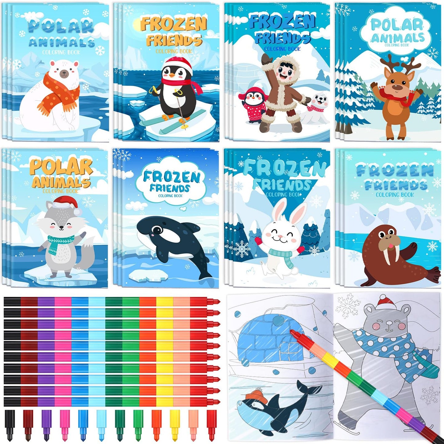 Winter Coloring Books with Crayons Bulk Pack for Kids