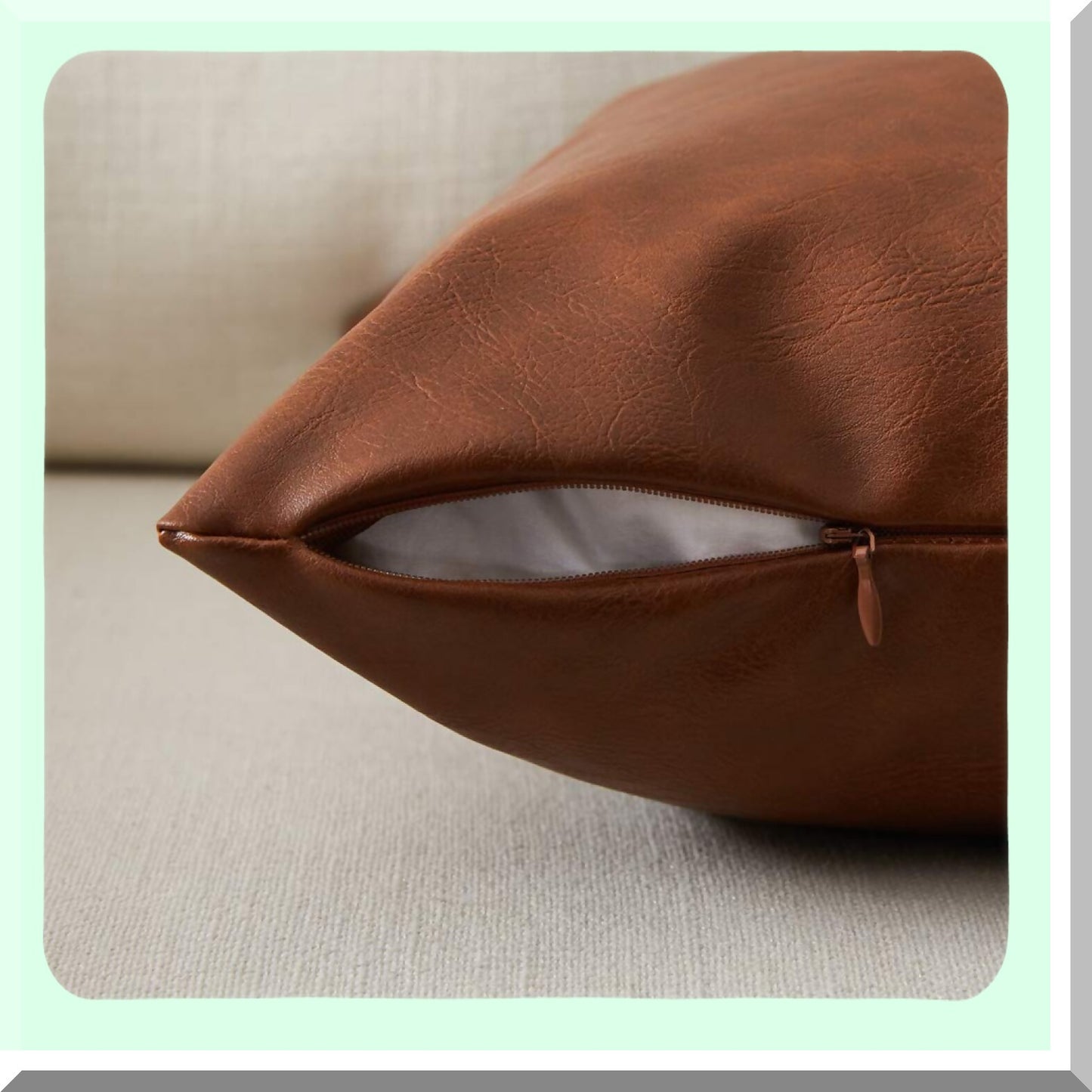 Boho Chic Leather Cushion Covers - Modern Solid Square Pillow Cases for Couch Sofa Bedroom Car Living Room - Decorative Throw Pillows 12x20 Inch Brown