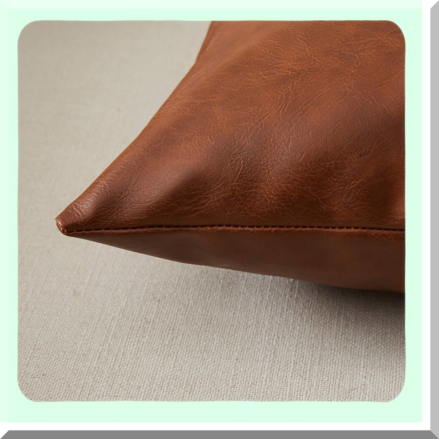 Boho Chic Leather Cushion Covers - Modern Solid Square Pillow Cases for Couch Sofa Bedroom Car Living Room - Decorative Throw Pillows 12x20 Inch Brown