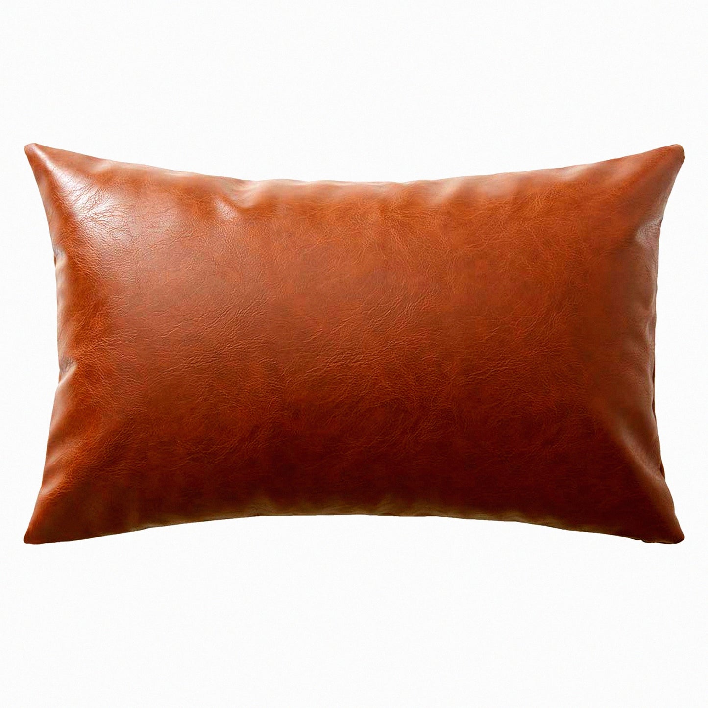 Boho Chic Leather Cushion Covers - Modern Solid Square Pillow Cases for Couch Sofa Bedroom Car Living Room - Decorative Throw Pillows 12x20 Inch Brown
