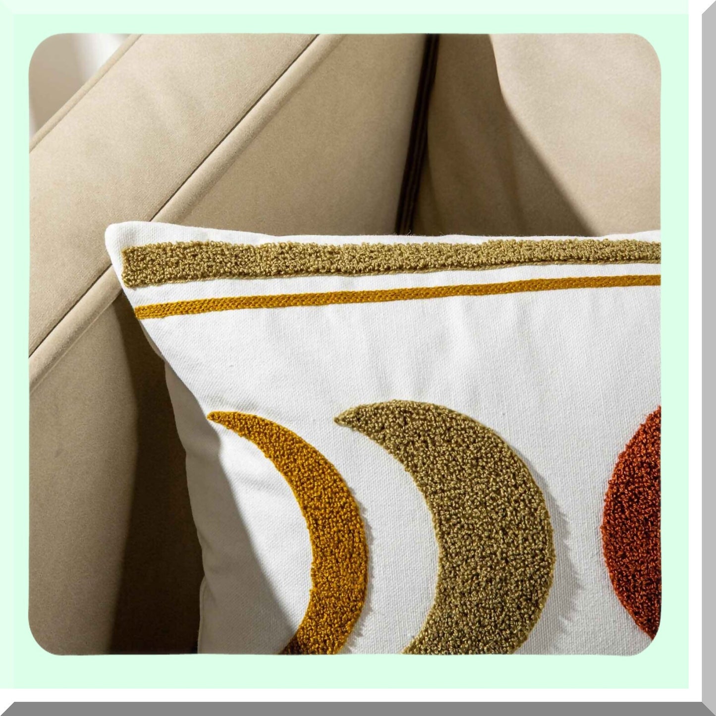 Boho Moonlight Lumbar Pillow Cover - Embroidered Bohemian Style Decorative Throw Pillow Case for 12x20 Inch Cushions - Boho Chic Home Decor