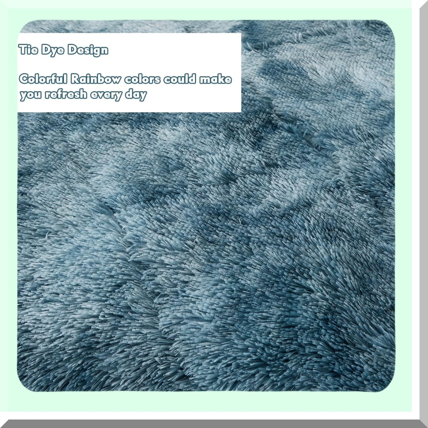 Plush Shaggy Teal Blue Tie Dye Comforter Set - Ultra Soft Fuzzy Fluffy Queen Size Bedding - Colorful Velvet Quilt Set - Comfy Furry 3 Pcs Turquoise Bed Set