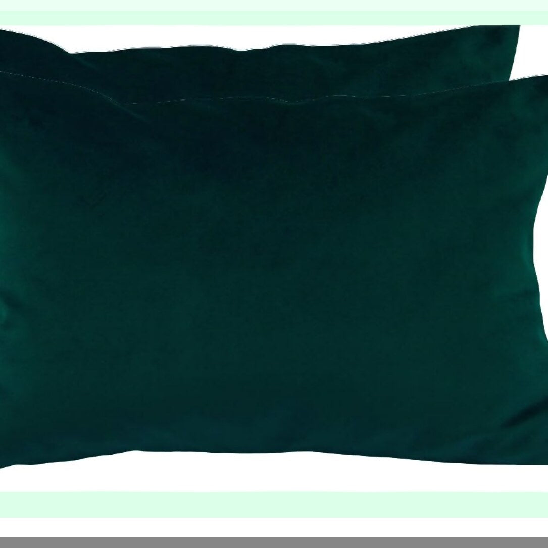 Luxury Velvet Lumbar Pillow Covers - Set of 2 Soft Pillowcases, 12x24 Inch Throw Pillow Shells in Green Black - Super Soft Pillow Cases for Home Décor