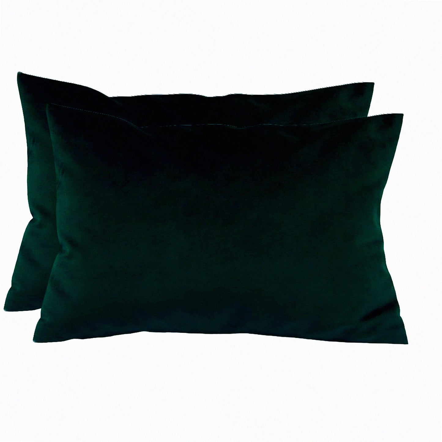 Luxury Velvet Lumbar Pillow Covers - Set of 2 Soft Pillowcases, 12x24 Inch Throw Pillow Shells in Green Black - Super Soft Pillow Cases for Home Décor