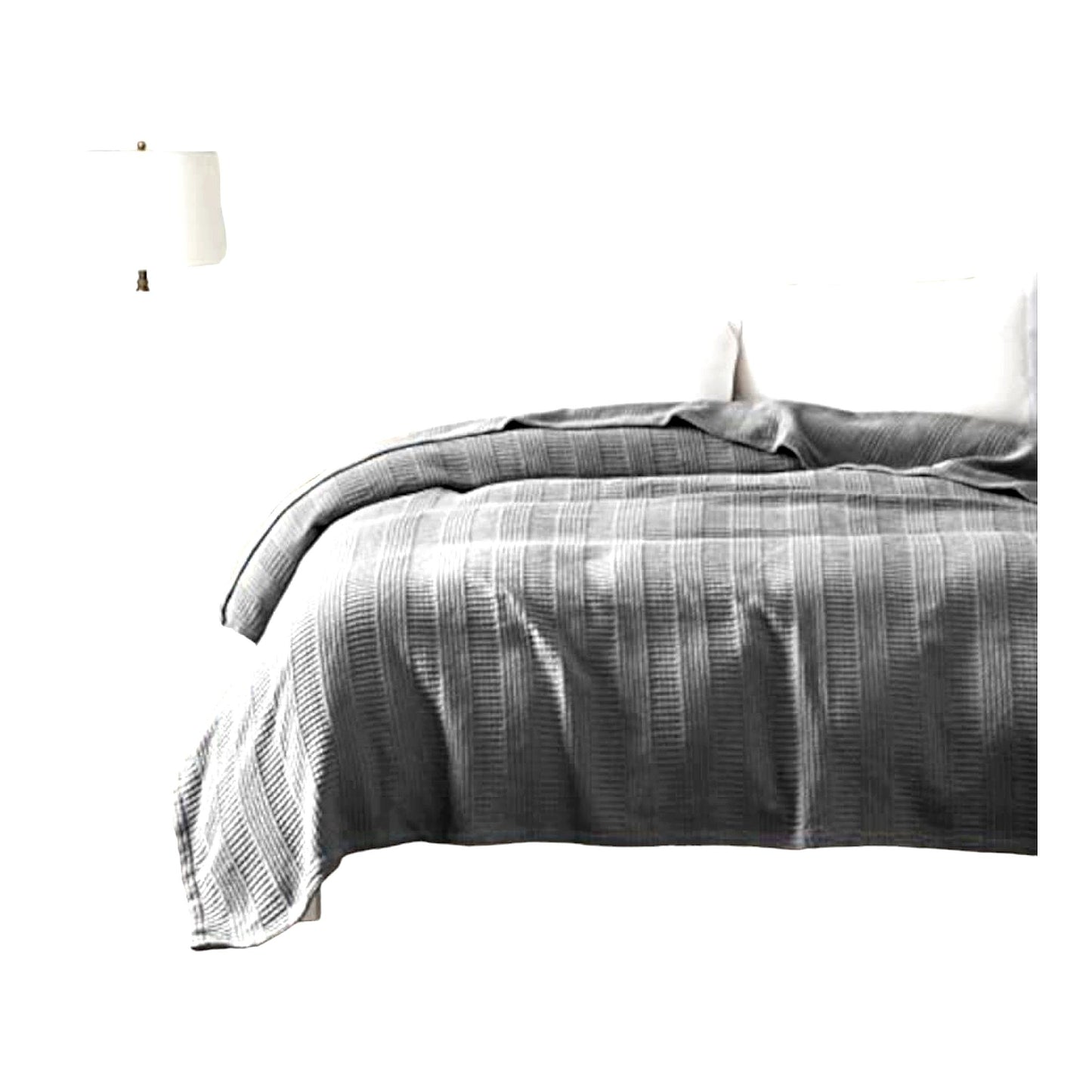 CozyStripe All-Season Cotton Blanket - Soft Grey Home Decor Bedding