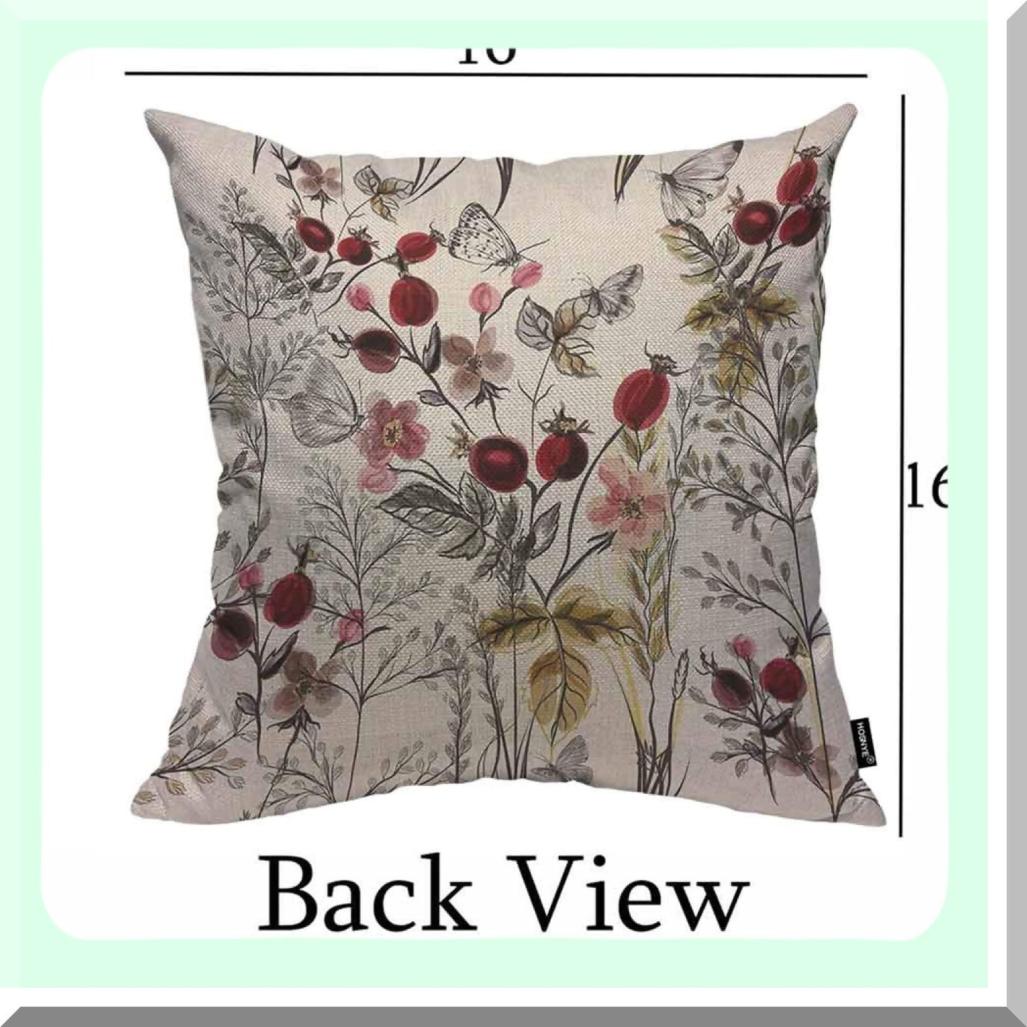 Butterfly Bloom Throw Pillow Case - Floral Plants 16x16 Cushion Cover for Home Decor - Beautiful Flower Decorative Waist Pillow Cover