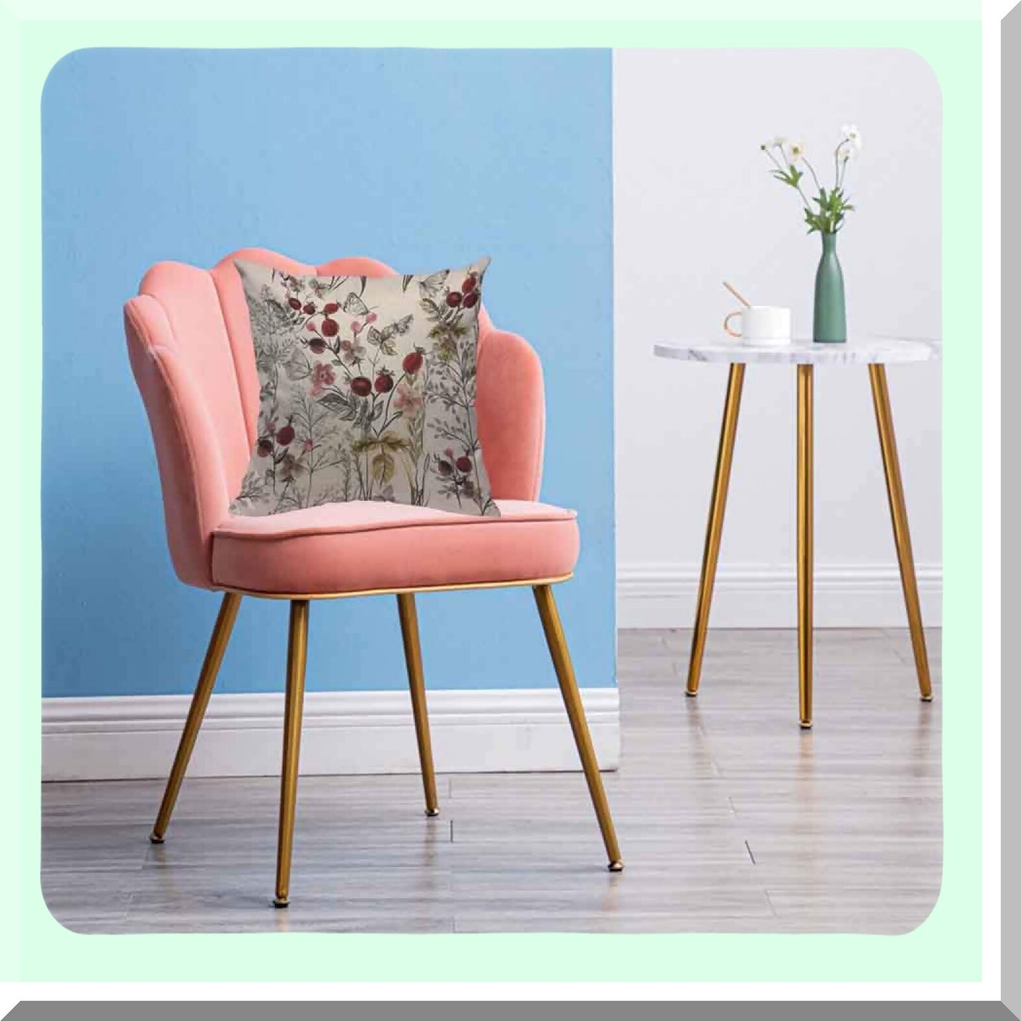 Butterfly Bloom Throw Pillow Case - Floral Plants 16x16 Cushion Cover for Home Decor - Beautiful Flower Decorative Waist Pillow Cover