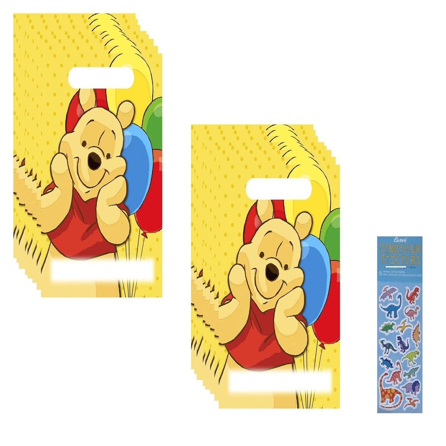 Pooh Party Pack - Plastic Favor Bags (16 Count) - Winnie the Pooh Themed Loot Bags for Birthday Parties, Baby Showers, and Celebrations