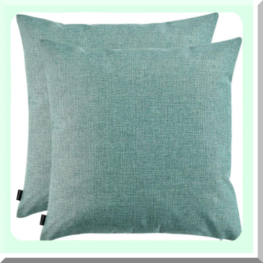 Seafoam Aqua Linen Pillowcase Set - Modern Stylish Decorative Cushion Covers for Couch, Durable Sofa Throw Pillows, Comfortable Bed Accessories 18"x18"