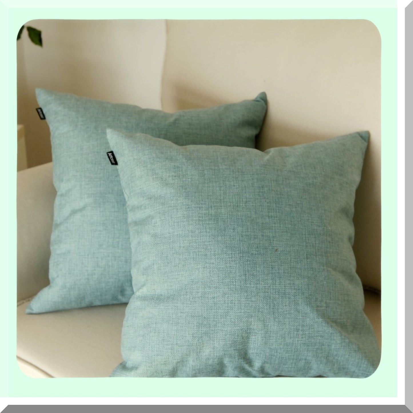 Seafoam Aqua Linen Pillowcase Set - Modern Stylish Decorative Cushion Covers for Couch, Durable Sofa Throw Pillows, Comfortable Bed Accessories 18"x18"