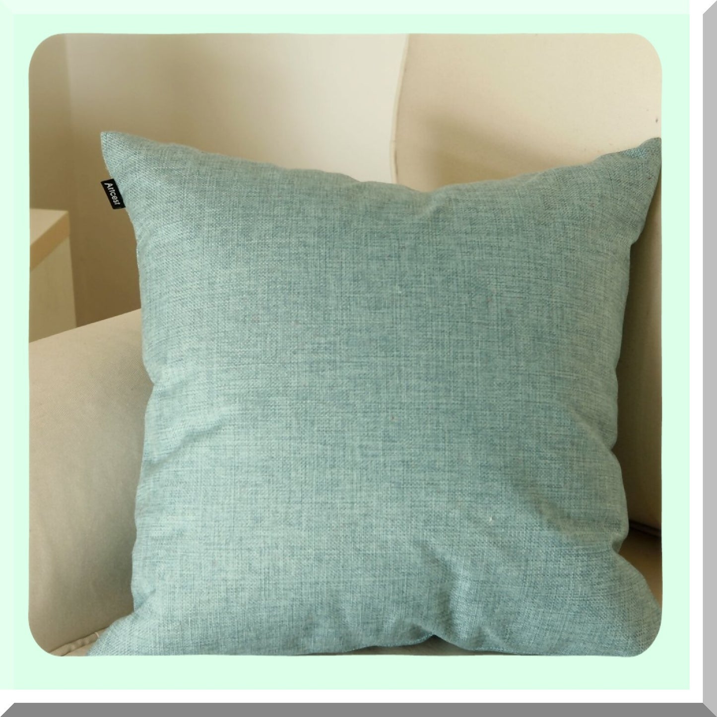 Seafoam Aqua Linen Pillowcase Set - Modern Stylish Decorative Cushion Covers for Couch, Durable Sofa Throw Pillows, Comfortable Bed Accessories 18"x18"