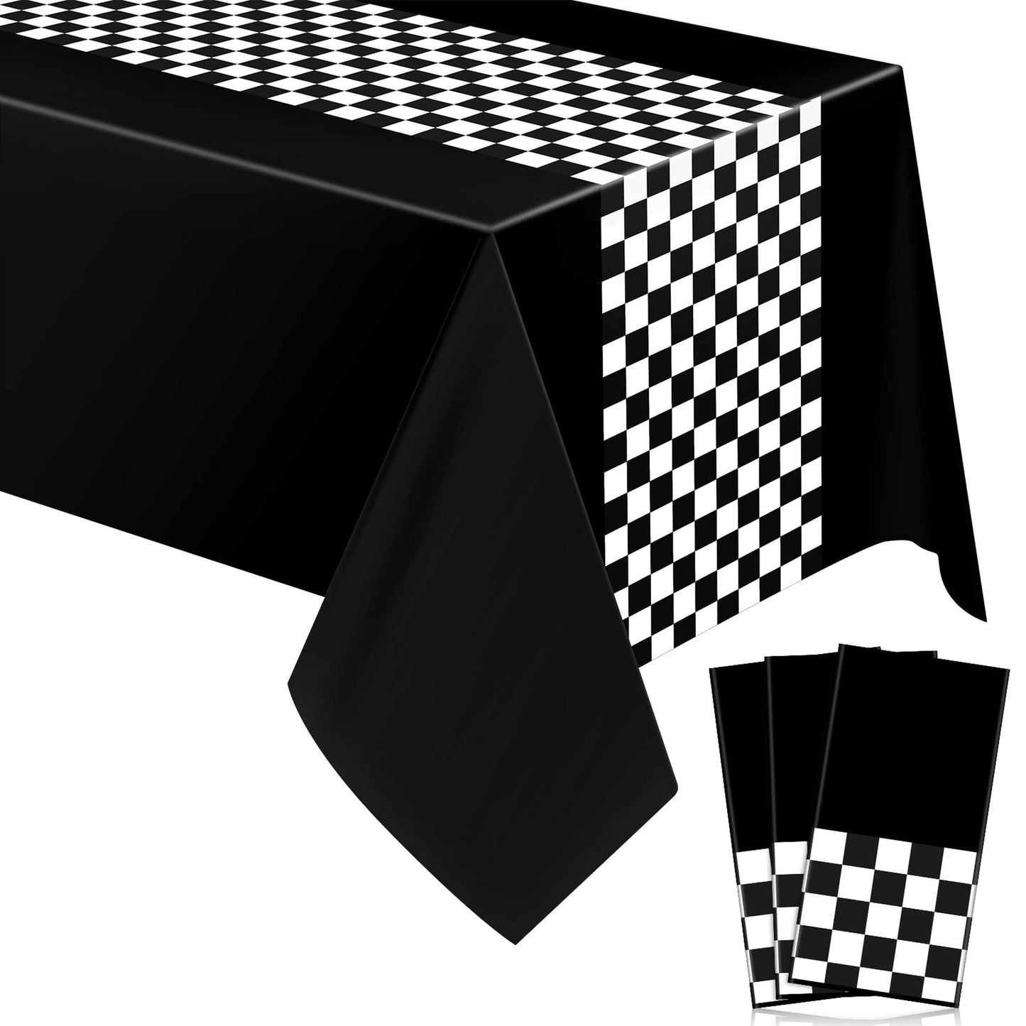 Race Day Celebration Pack - Car Birthday Party Decor Set with Road Tablecloth, Racetrack Table Runner, and Covers for Kids. Perfect for a Modern Car Theme Birthday Party!
