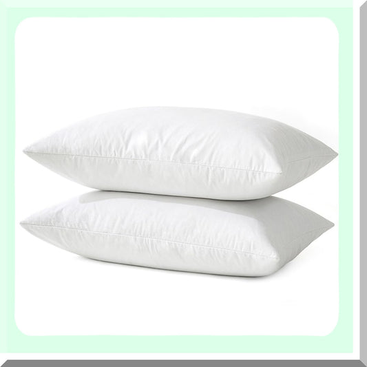 FluffCozy Down Pillow Inserts - 12x20 Pack of 2 Decorative Fluffy Throw Pillows for Living Room Sofa Bed - Cotton Fabric - Plush Comfort