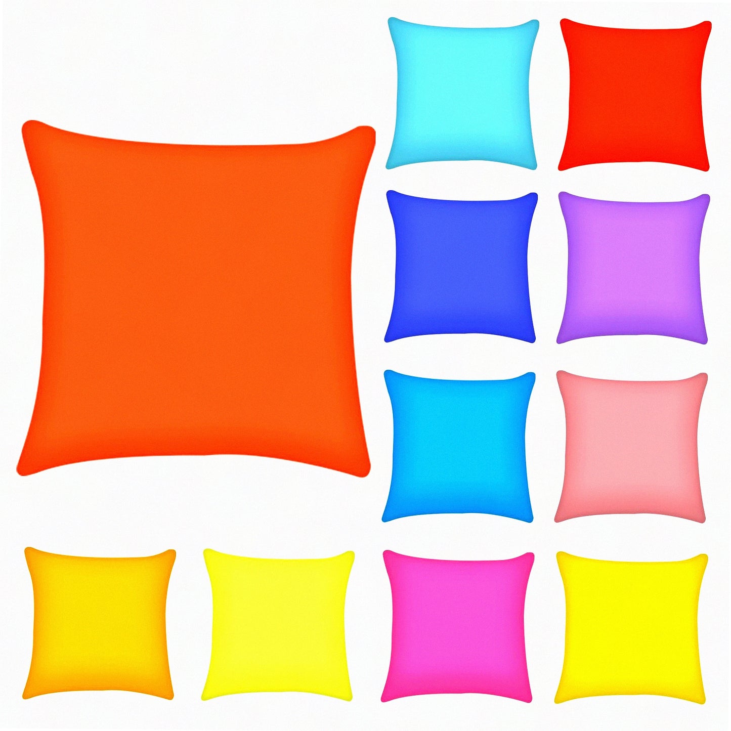 Multicolor Soft Square Throw Pillow Covers Set - Decorative Cushion Cases for Couch, Bedroom, Living Room - 18 x 18 in, Pack of 10