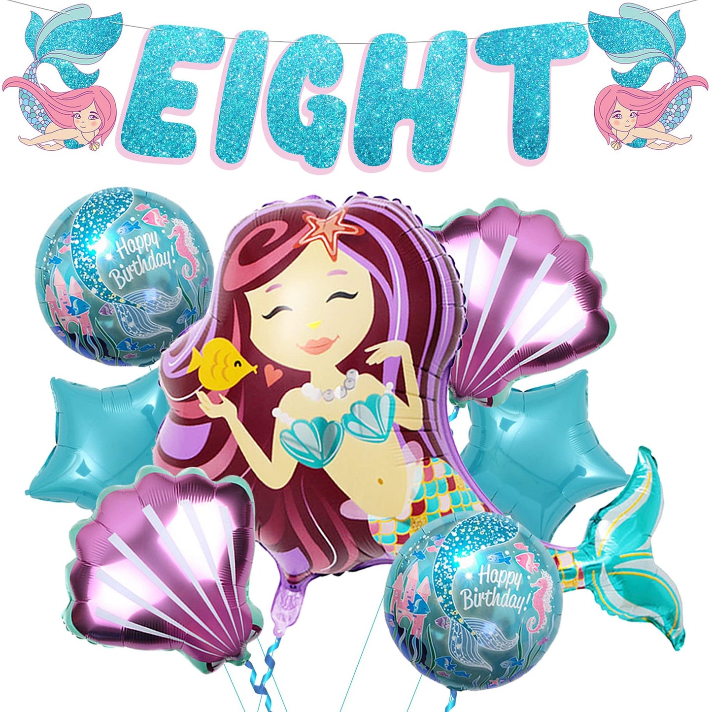 Mermaid 8th Birthday Decorations for Girls