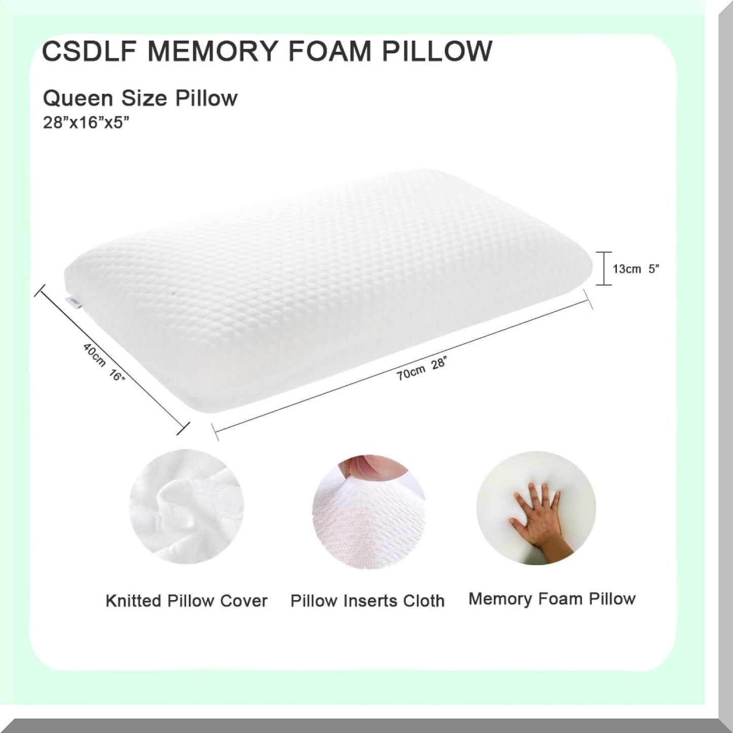 ComfortCloud Memory Foam Pillow - Side and Back Sleeper Pillow for Neck Pain Relief with Washable Removable Cover - Soft White Bag-Queen Size