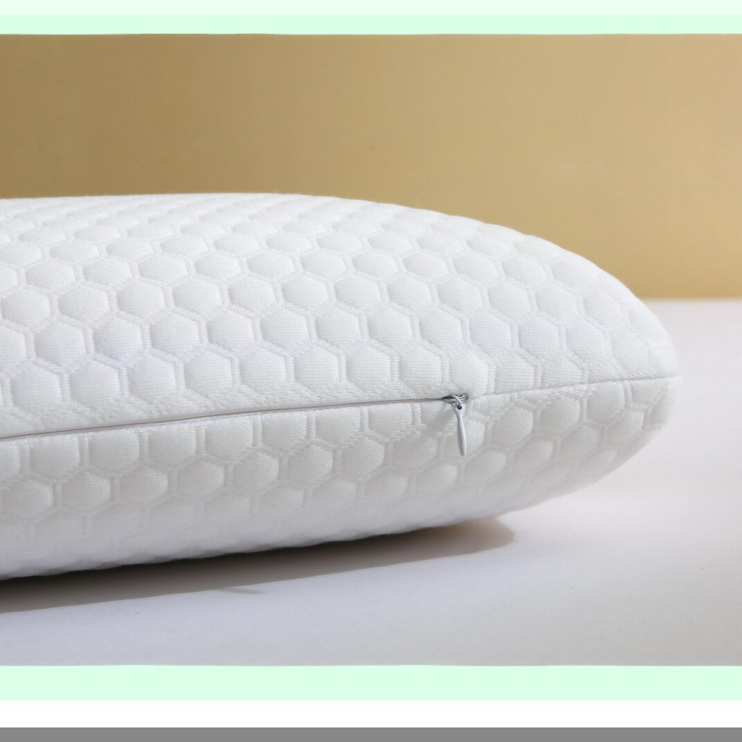 ComfortCloud Memory Foam Pillow - Side and Back Sleeper Pillow for Neck Pain Relief with Washable Removable Cover - Soft White Bag-Queen Size