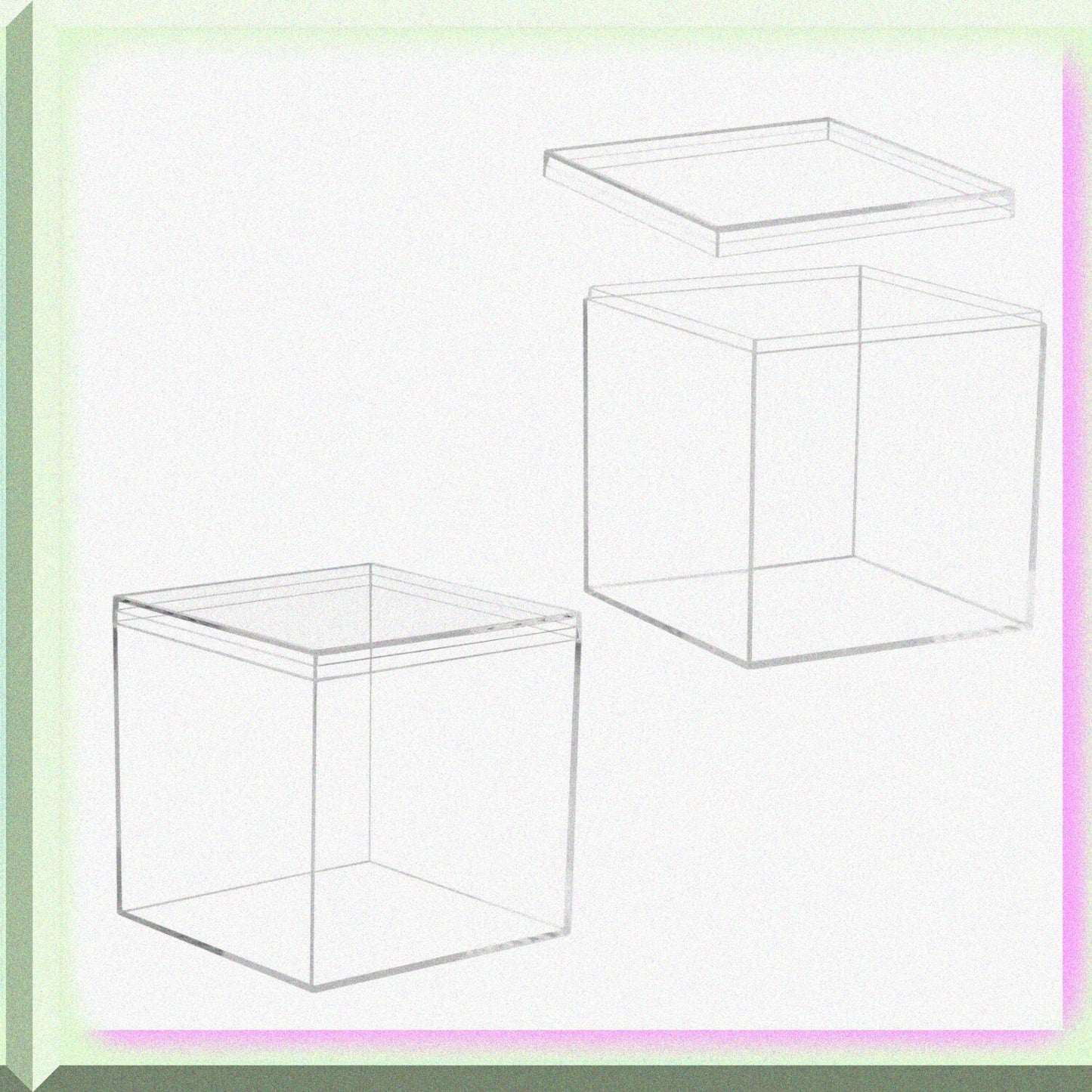 Clear Acrylic Square Storage Boxes with Lid 4.7x4.7x4.7 Inches (Set of 4)