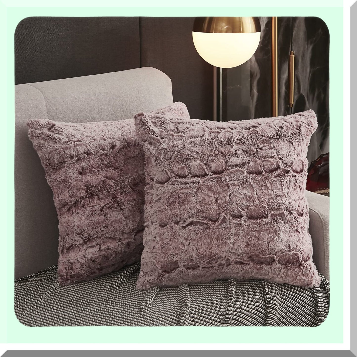 Burgundy Ombre Velvet Rabbit Pillowcase Set - Soft & Fluffy 18x18 Inch Square Cushion Cover with Zipper Closure for Modern Home Decor