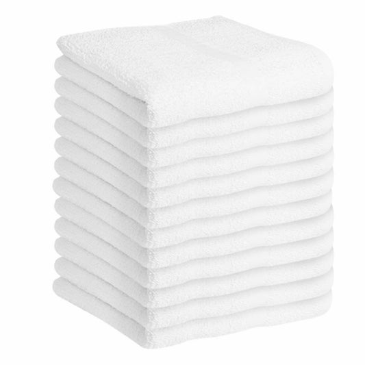 12 Pack White Cotton Bath Towels 22x44