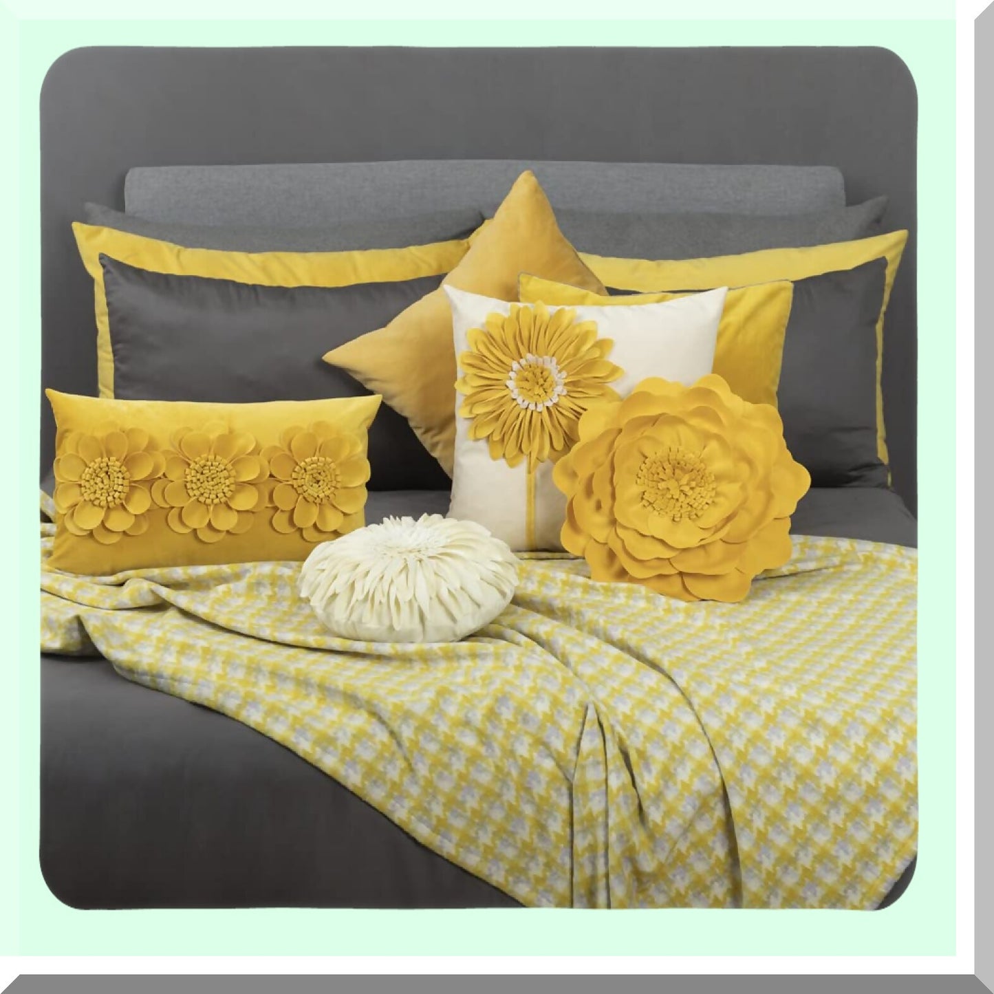 Sunflower Velvet 3D Pillow Cover - Yellow Throw Pillowcase for Home Decor - Aesthetic Plush Cushion Sham - Cute Accent Pillow for Bed Couch - 18x18 Inches Beige