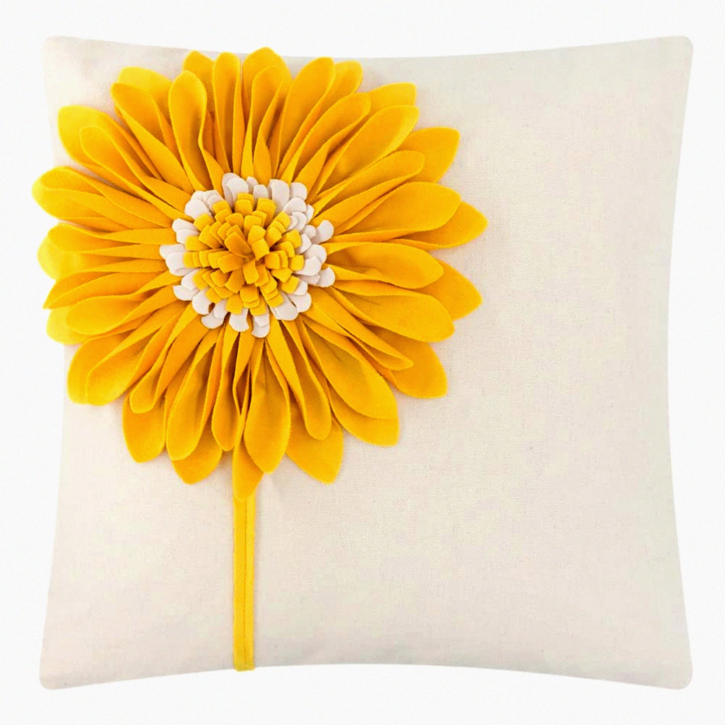 Sunflower Velvet 3D Pillow Cover - Yellow Throw Pillowcase for Home Decor - Aesthetic Plush Cushion Sham - Cute Accent Pillow for Bed Couch - 18x18 Inches Beige