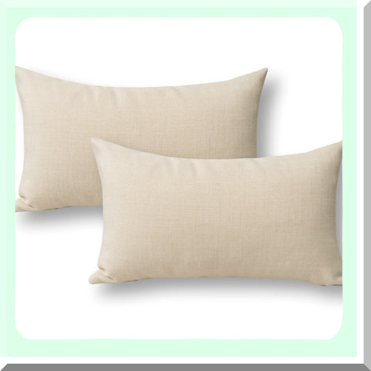 Bamboo Texture Linen Euro Throw Pillow Set - Office/Chair Decorative Cushion Cover - Light Linen Home Decoration - 12x20Faux Sham Set