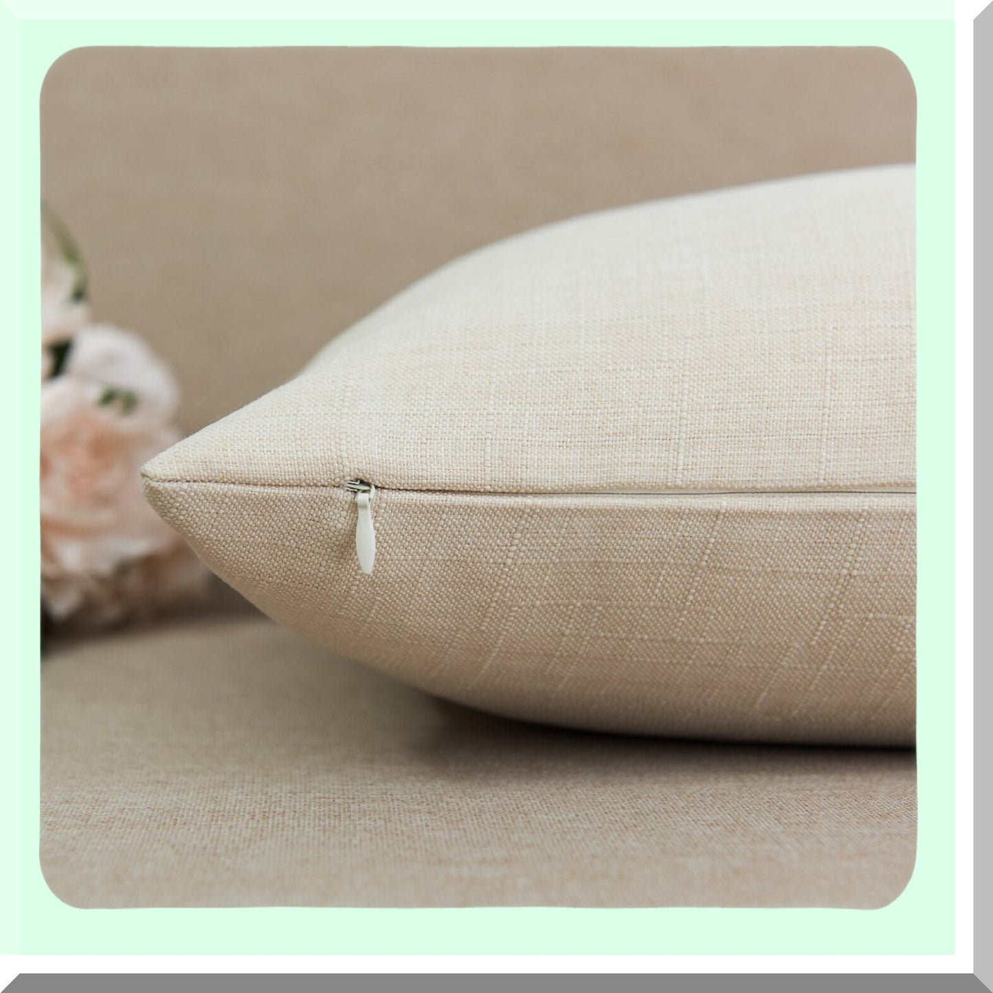 Bamboo Texture Linen Euro Throw Pillow Set - Office/Chair Decorative Cushion Cover - Light Linen Home Decoration - 12x20Faux Sham Set