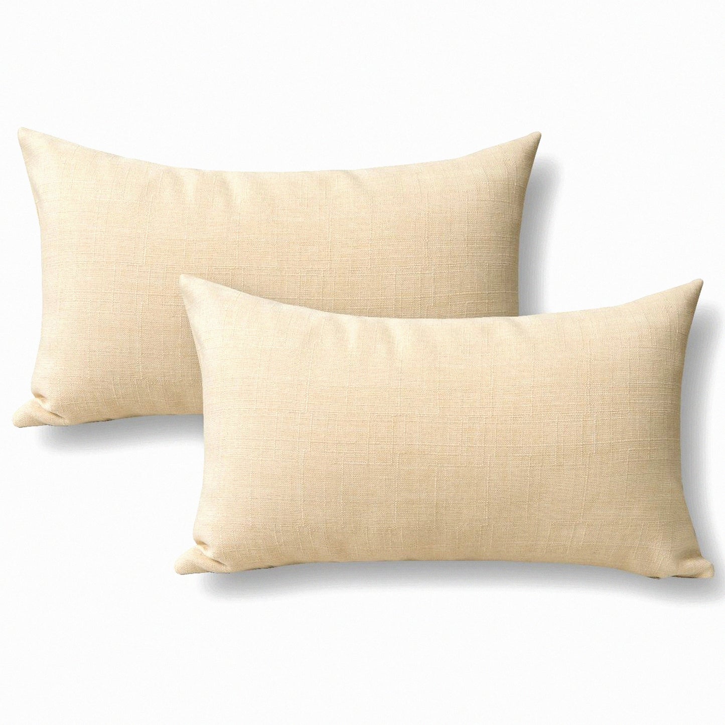 Bamboo Texture Linen Euro Throw Pillow Set - Office/Chair Decorative Cushion Cover - Light Linen Home Decoration - 12x20Faux Sham Set