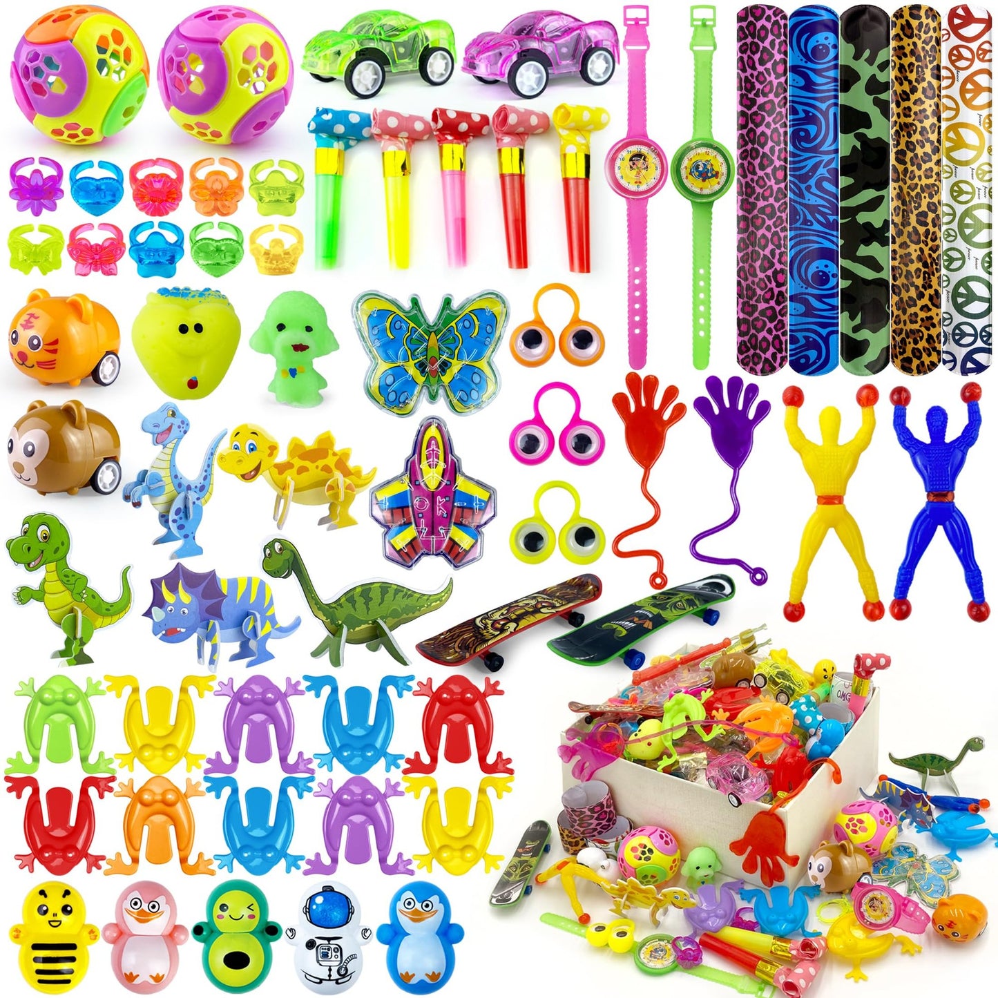 Party Pals Toy Pack - 62 Piece Clroom Rewards & Birthday Goodie Bag Assortment for Boys and Girls. Perfect Treasure Box Gifts!