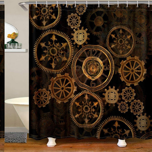 Industrial Gear Shower Curtain 72x72 Black