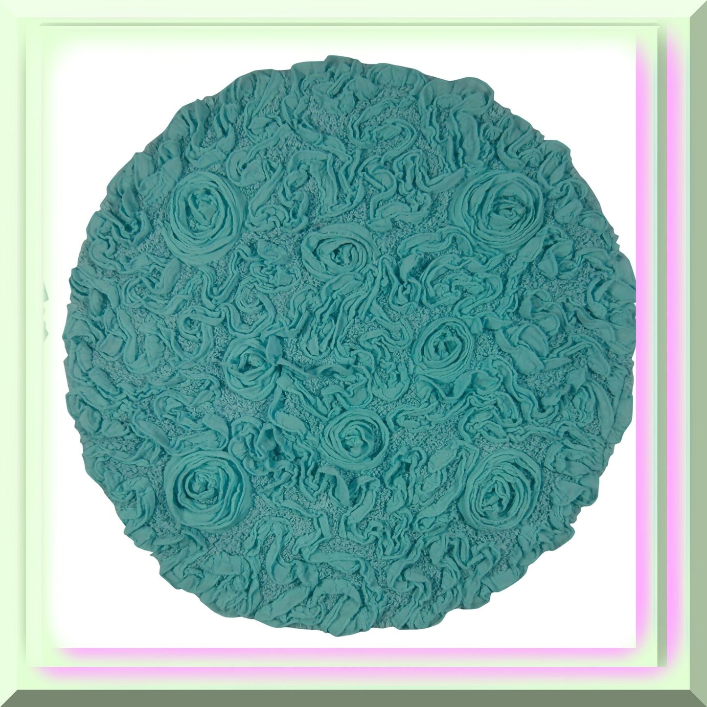 30" Round Cotton Tufted Bath Rug Turquoise