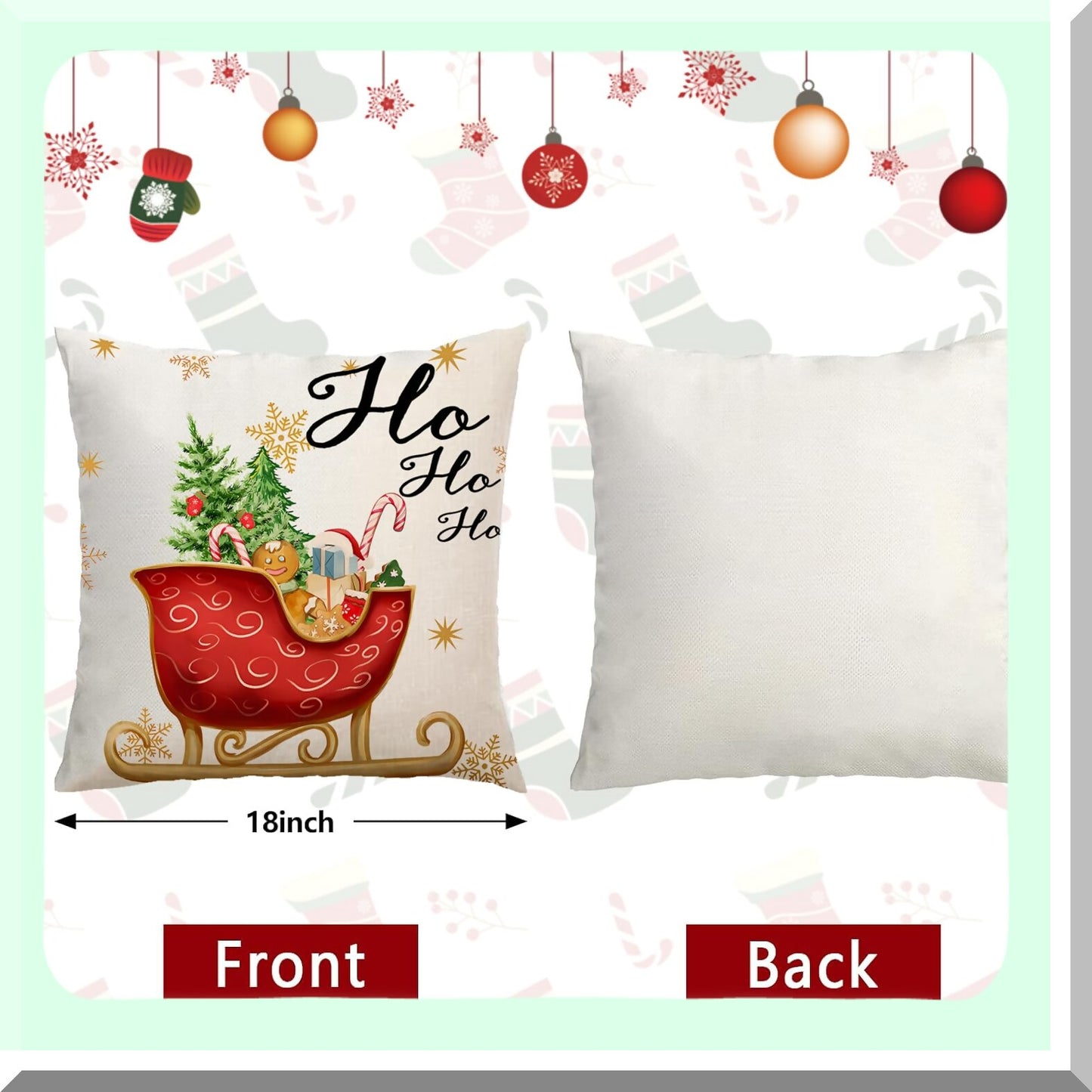 Winter Wonderland Pillow Cover Set - 18 Inch Snowflake & Moose Decorative Linen Throw Pillow Covers for Bedroom & Living Room Holiday Decor - Pack of 4