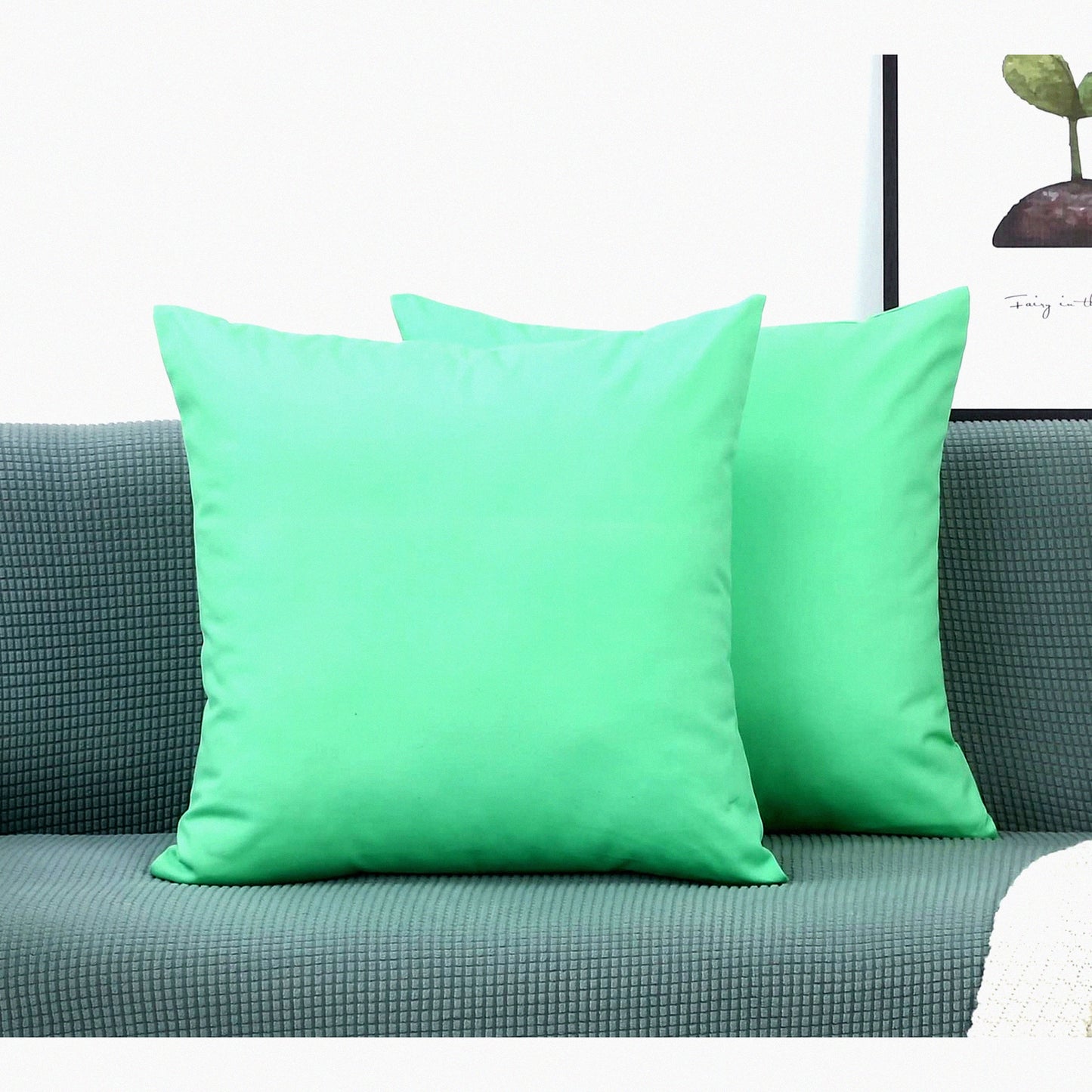 Cotton Canvas Mint Green Throw Pillow Covers - 18" x 18" - Decorative Cushion Covers - 100% Cotton - Set of 2 - 45 Colors Available - Home Decor