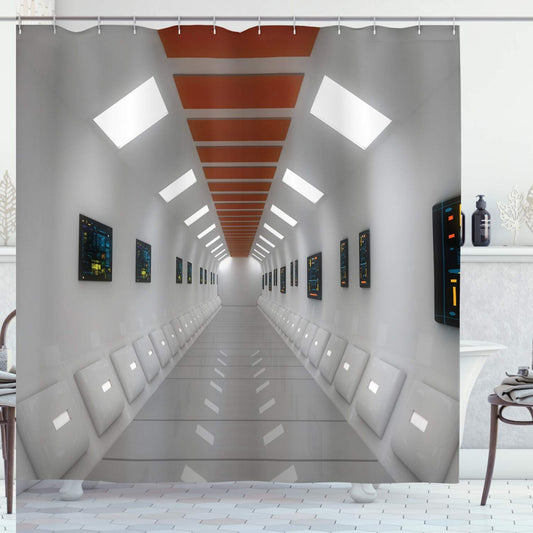 Futuristic Space Station UFO Shower Curtain 69x75 Inches