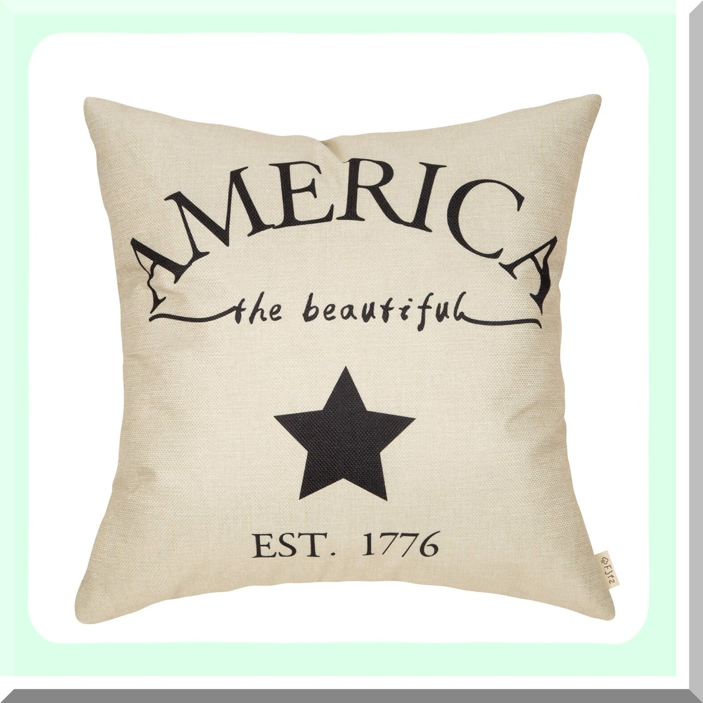 1776 Patriotic Farmhouse Cushion Cover - Rustic July 4th Decorative Pillow Case for Sofa Couch, 18" x 18" - Cotton Linen Home Decoration Sign