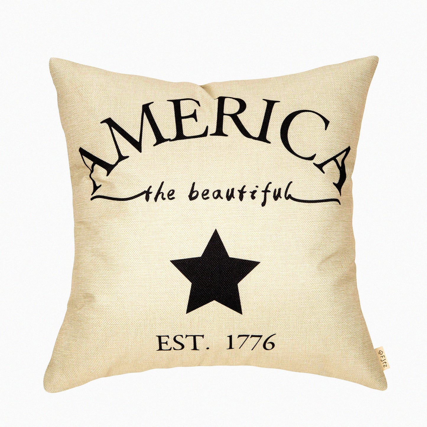 1776 Patriotic Farmhouse Cushion Cover - Rustic July 4th Decorative Pillow Case for Sofa Couch, 18" x 18" - Cotton Linen Home Decoration Sign