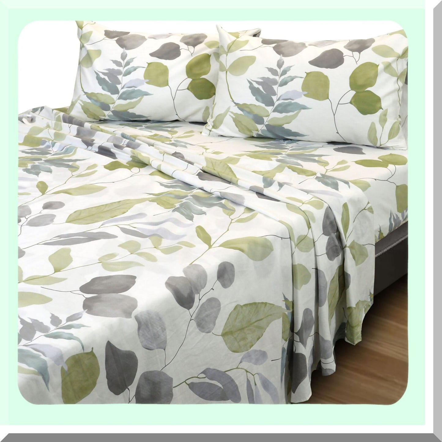 CoolBreeze Twin Cotton Sheet Set - 620 Thread Count Deep Pocket Fitted Sheet, Flat Sheet, Pillow Case - Breathable Cooling Bed Sheets in Watercolor Design