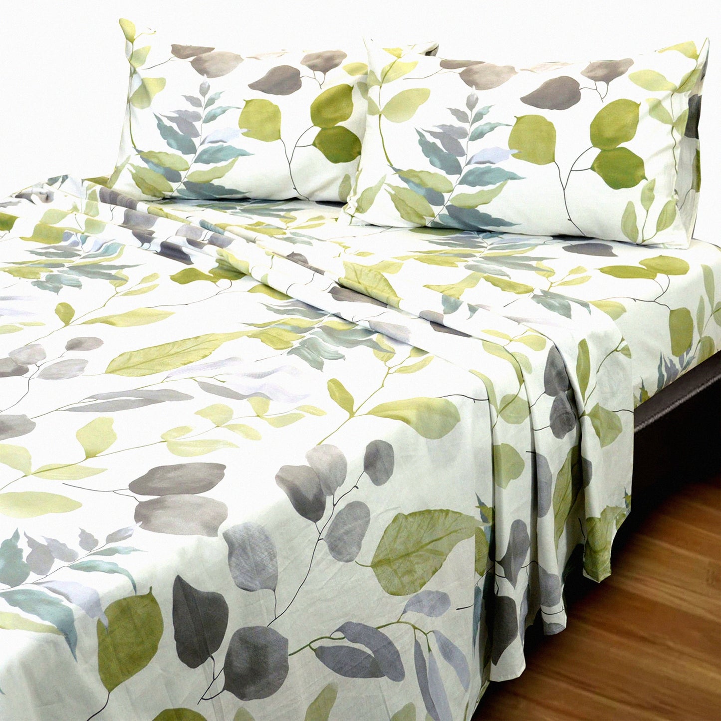 CoolBreeze Twin Cotton Sheet Set - 620 Thread Count Deep Pocket Fitted Sheet, Flat Sheet, Pillow Case - Breathable Cooling Bed Sheets in Watercolor Design