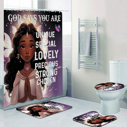 4 Pcs African Black Girl Bathroom Decor Set