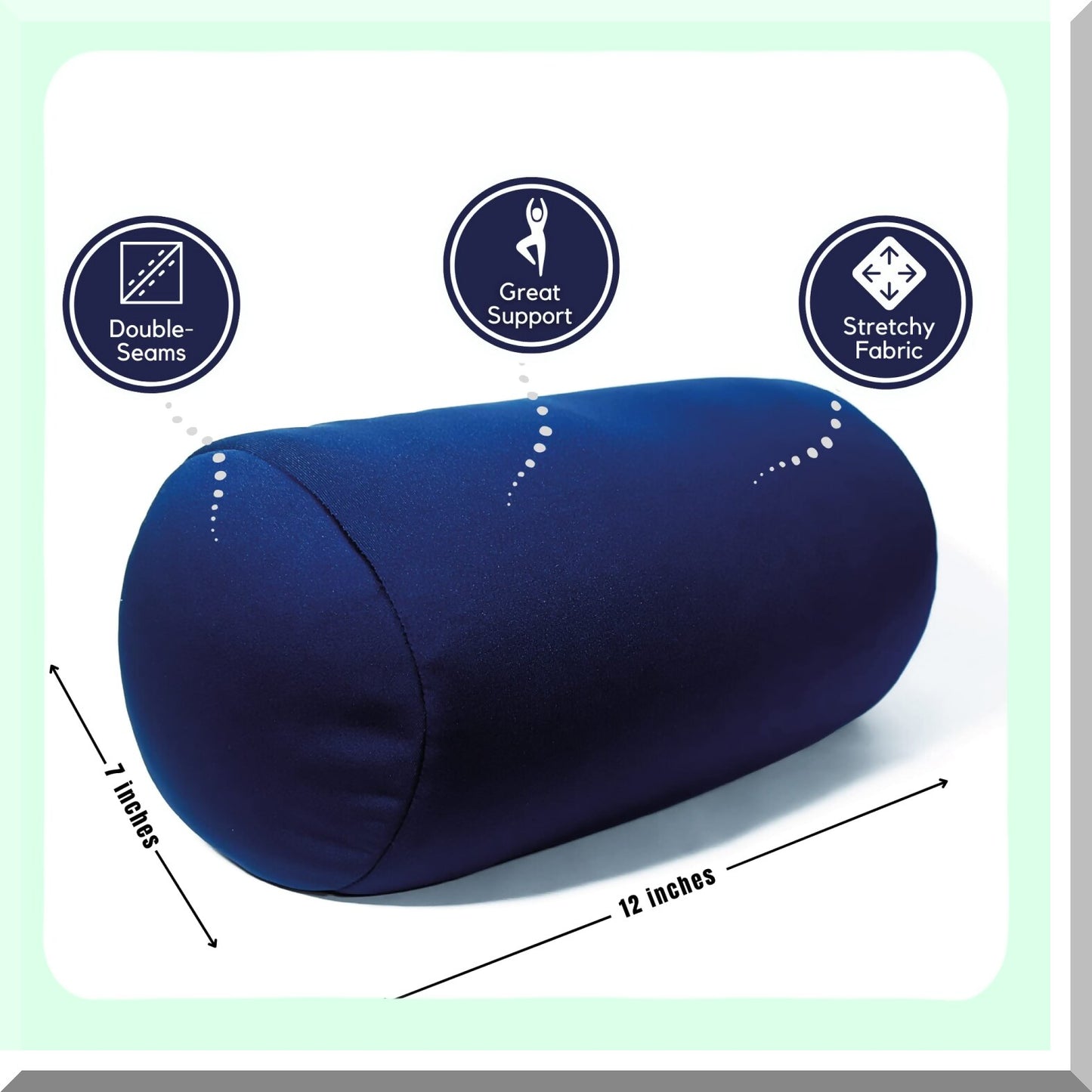 Navy Blue FlexiSquish Microbead Bolster Pillow - 7x12 Inches, Ultra Comfort Roll Cushion, Soft & Supportive, Flexible & Squishy Design