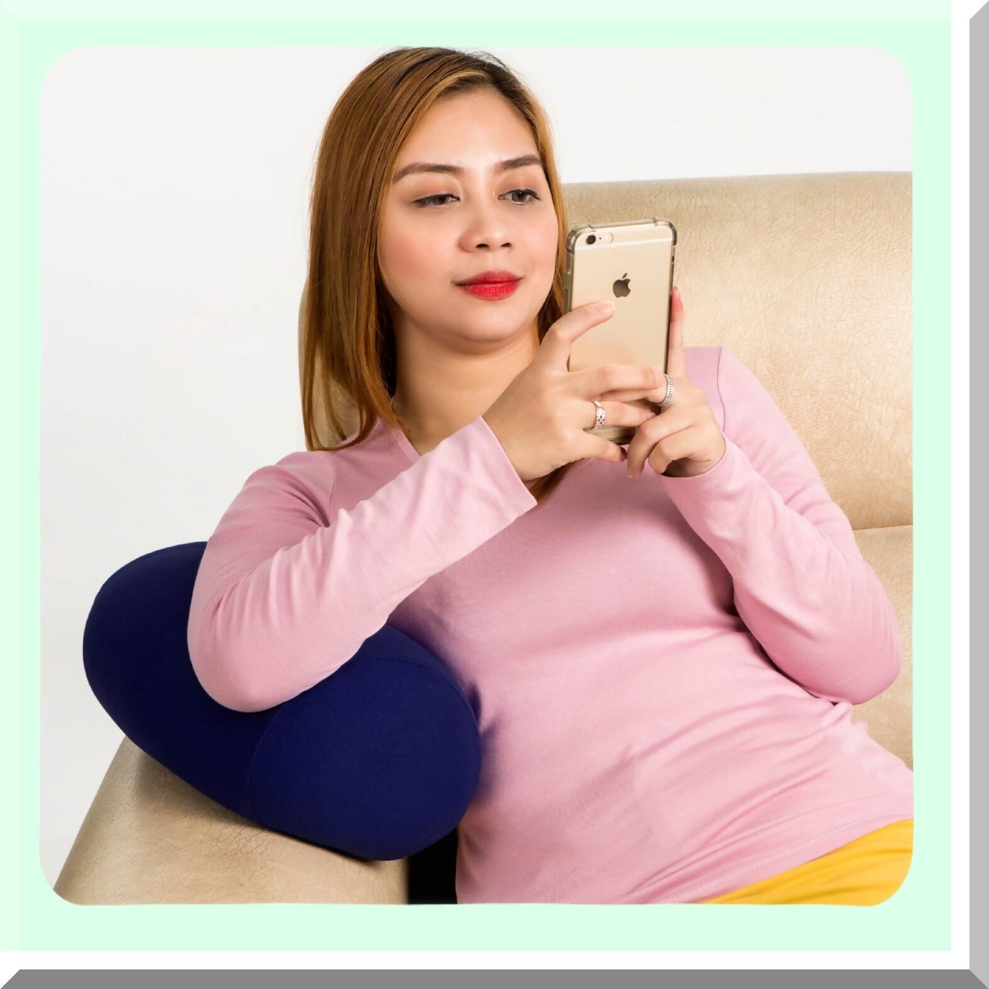 Navy Blue FlexiSquish Microbead Bolster Pillow - 7x12 Inches, Ultra Comfort Roll Cushion, Soft & Supportive, Flexible & Squishy Design