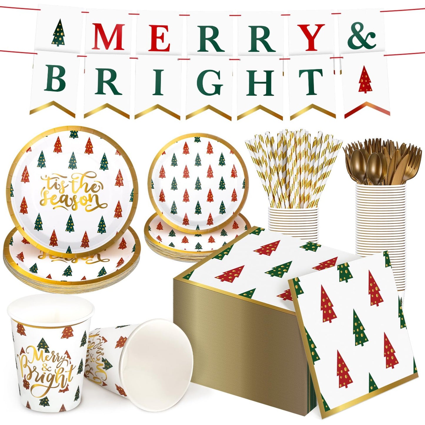 Party Supplies Tableware Set for Holiday and Xmas Events